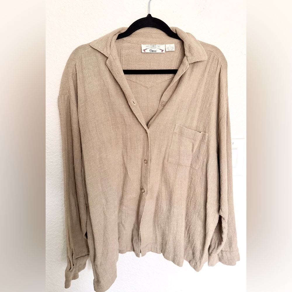 Orvis Vintage 70s Cotton Button Down Safari Camp Boho Shirt Shacket Size Large